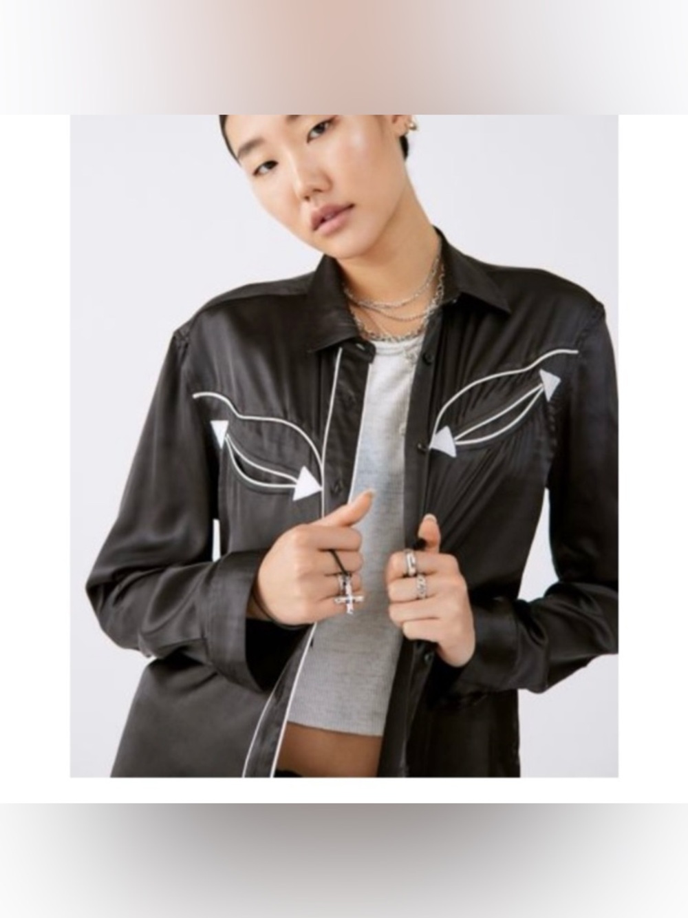 Urban Outfitters Satin Western Button Down Shirt Medium NWT